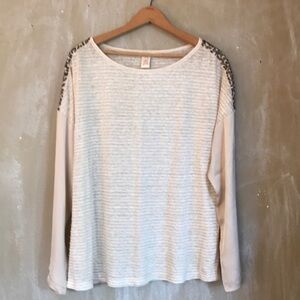 🥶😀Sundance - Linen & Silk Sequin & Stud Accents - L